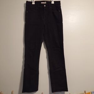 Black High Rise Straight Crop Levi Jeans